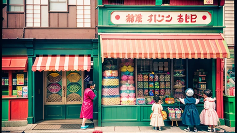 戦後のJapan candy shop、Sunset on 3rd Street、Children playing with a spinning top、Parents and children playing with kites、Children playing with menko、Children shopping at a candy store、Old Japanese tiled house、Scene of children playing、A crowd of children playing in front of a candy store、Children's smiling faces、Children's smiling faces、Children's smiling faces、Grandma poster girl of a candy store、Candy Shop Mask、Showa era masks、Hyotko mask、Japan candy shop、Japan candy shop、