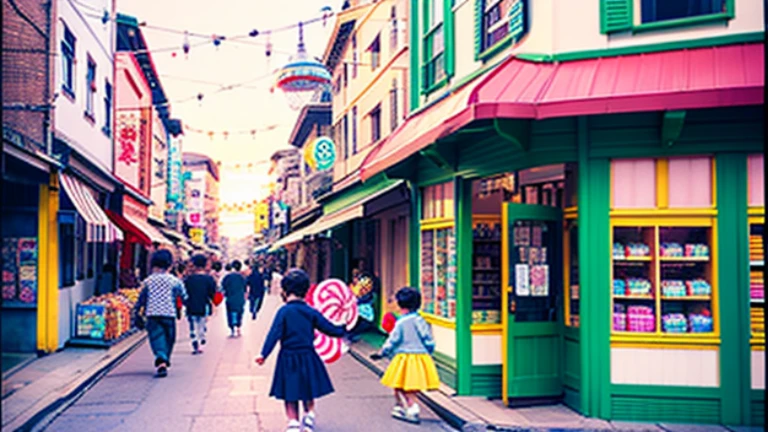 Candy shop、Sunset on 3rd Street、Children playing with a spinning top、Parents and children playing with kites、Children playing with menko、Children shopping at a candy store、Old Japanese tiled house、Scene of children playing、A crowd of children playing in front of a candy store、Children's smiling faces、Children's smiling faces、Children's smiling faces、Grandma poster girl of a candy store、Candy Shop Mask、Showa era masks、Hyotko mask、