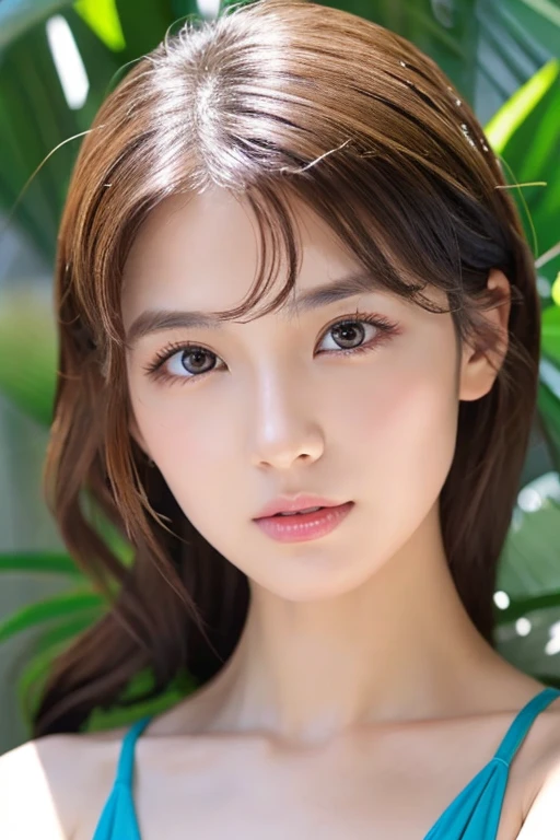 One Woman Beautiful girl with slender abs:1.3(Random hairstyle、Big Tits:1.5)Swimwear、indoor、Ultra detailed face、Detailed eyes、Double eyelids With fair skin、beauty with aquiline nose