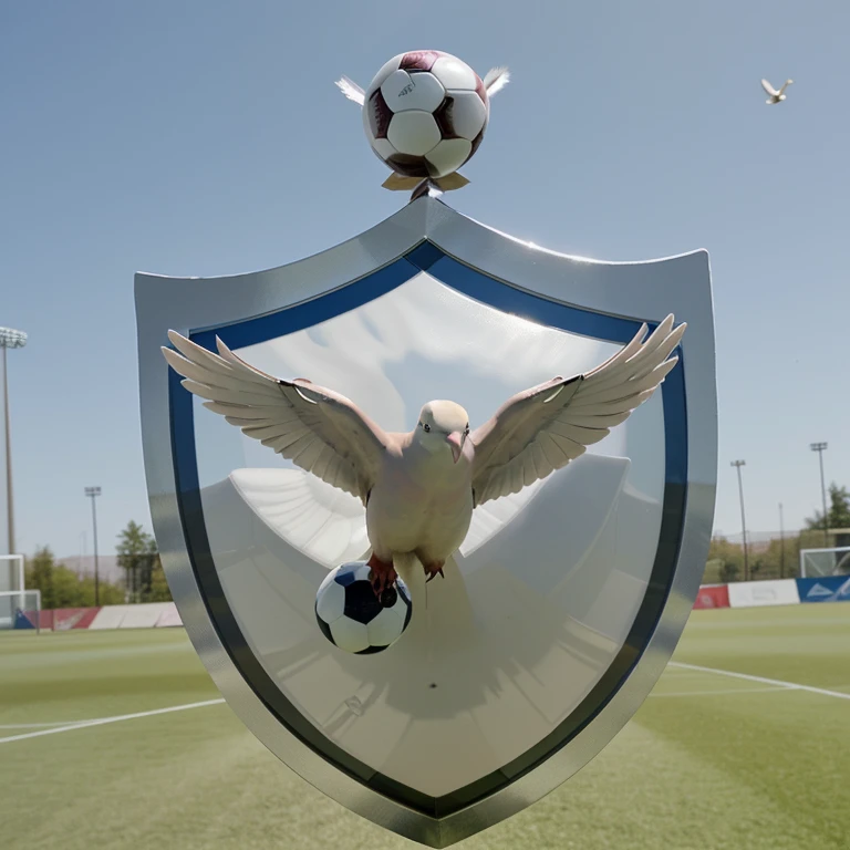 Create a soccer shield with a dove inside the shield