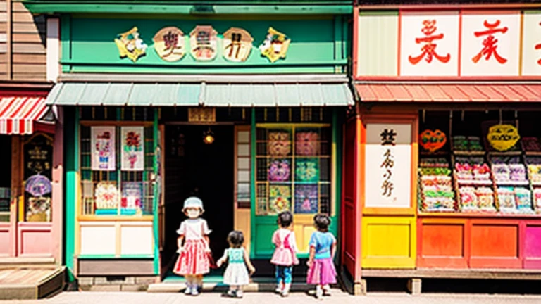 戦後のJapan candy shop、Sunset on 3rd Street、Children playing with a spinning top、Parents and children playing with kites、Children playing with menko、Children shopping at a candy store、Old Japanese tiled house、Scene of children playing、A crowd of children playing in front of a candy store、Children's smiling faces、Children's smiling faces、Children's smiling faces、Grandma poster girl of a candy store、Candy Shop Mask、Showa era masks、Hyotko mask、Japan candy shop、戦後のJapan candy shop、