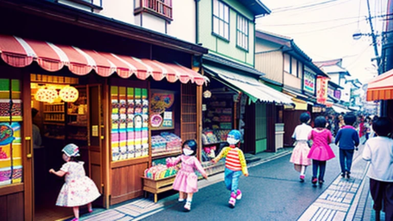 戦後のJapan candy shop、Sunset on 3rd Street、Children playing with a spinning top、Parents and children playing with kites、Children playing with menko、Children shopping at a candy store、Old Japanese tiled house、Scene of children playing、A crowd of children playing in front of a candy store、Children&#39;s smiling faces、Children&#39;s smiling faces、Children&#39;s smiling faces、Grandma poster girl of a candy store、Candy Shop Mask、Showa era masks、Hyotko mask、Japan candy shop、Japan candy shop、