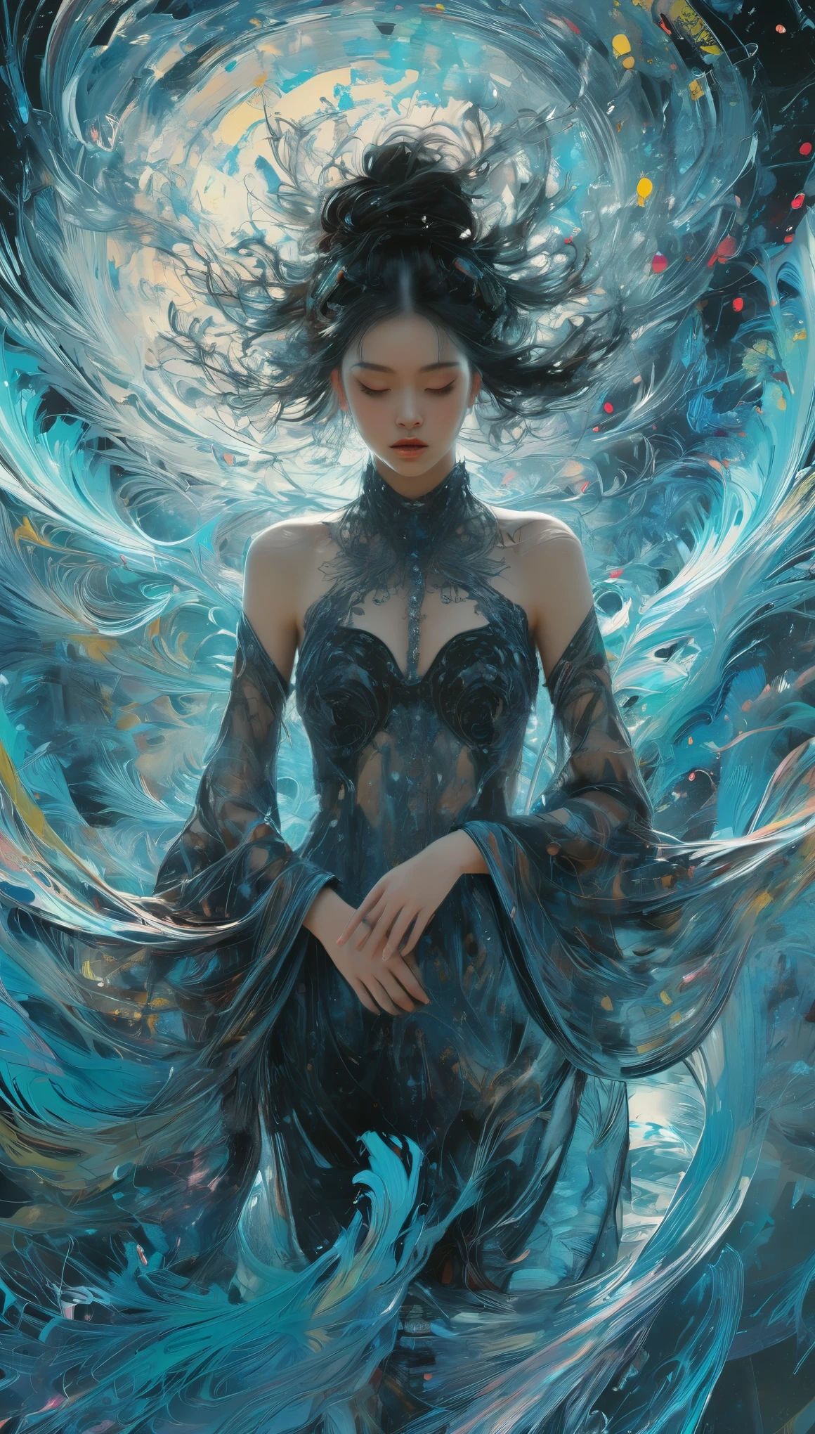abstract expressionist painting abstract beauty,(black transparent, lace panties),(((looking at the camera))),approaching perfection,dynamic,moonlight,highly detailed,digital painting,artstation,concept art,smooth,sharp focus,illustration,art by Carne Griffiths and Wadim Kashin . energetic brushwork, bold colors, abstract forms, expressive, emotional, official art,unity 8k wallpaper,ultra detailed,beautiful and aesthetic,masterpiece,best quality,(zentangle, mandala, tangle, entangle),(fractal art:1.3),1girl,(medium breasttremely detailed),((cowboyshot:1.5)),the most beautiful form of chaos,elegant,a brutalist designed,vivid colours,romanticism,by james jean,roby dwi antono,ross tran,francis bacon,michal mraz,adrian ghenie,petra cortright,gerhard richter,takato yamamoto,ashley wood,atmospheric,ecstasy of musical notes,streaming musical notes visible,