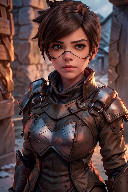 score_9, score_8_up, score_7_up, score_6_up, score_5_up, 1girl, Tracer, Game of Thrones, tight orange dress, short brown hair, brown eyes, (insanely detailed, beautiful detailed face, masterpiece, best quality) 