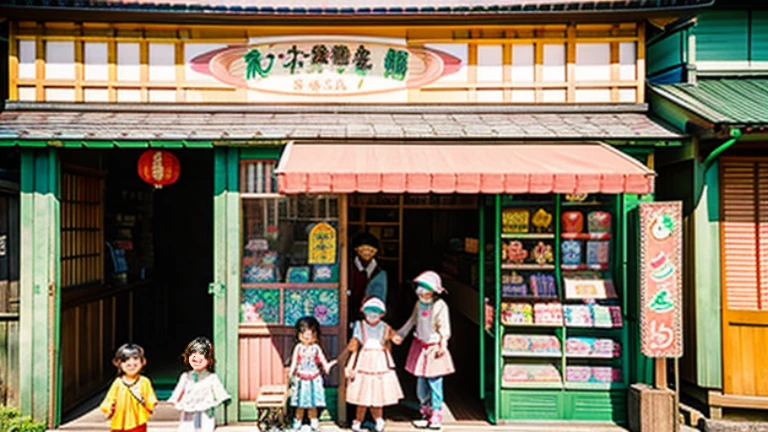 戦後のJapan candy shop、Sunset on 3rd Street、Children playing with a spinning top、Parents and children playing with kites、Children playing with menko、Children shopping at a candy store、Old Japanese tiled house、Scene of children playing、A crowd of children playing in front of a candy store、Children&#39;s smiling faces、Children&#39;s smiling faces、Children&#39;s smiling faces、Grandma poster girl of a candy store、Candy Shop Mask、Showa era masks、Hyotko mask、Japan candy shop、Japan candy shop、