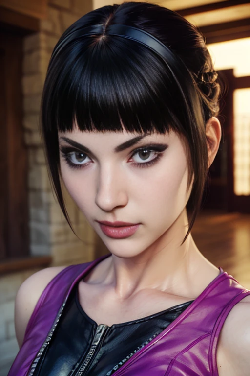 score_9, score_8_up, score_7_up, score_6_up, score_5_up, 1girl, Juri, Game of Thrones, tight purple dress, black hair, (insanely detailed, beautiful detailed face, masterpiece, best quality) 