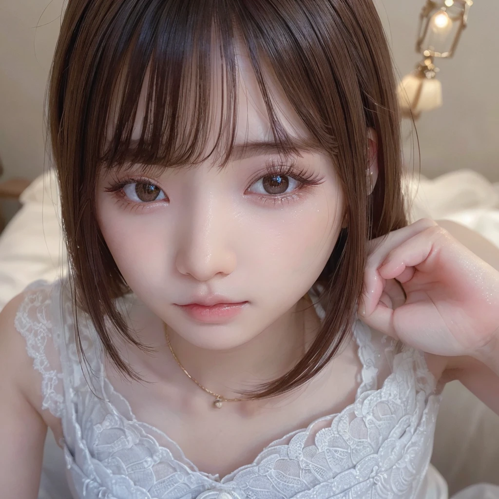 (highest quality、High resolution: 1.2)、real、21 year old baby-faced girl、(detailed and beautiful details) eye、(detailed and beautiful details) lips、(Very detailed and long) eyelash、no clothe、night、Traditional Japan style、Bright colors、gentle lighting、fun celebration、I keep my hair up and short、Rusti