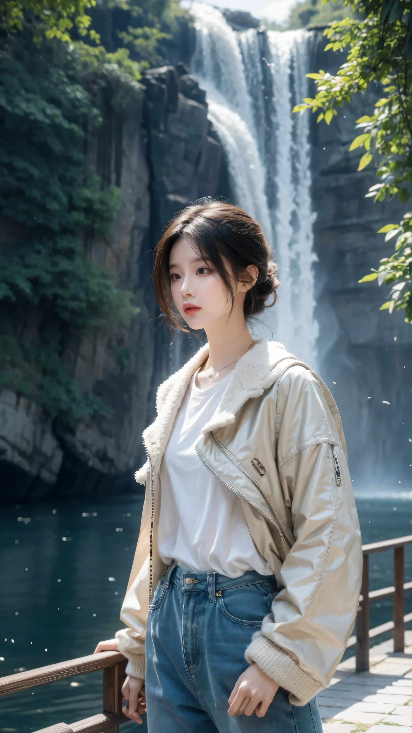Analog style,ChromaV5,Enwink Punk,(Extremely detailed CG Unity 8K wallpaper),image of a majestic river, There are trees on both sides, Small waterfall, Heavy fog ,Award-winning photography, Chromatic Aberration, detailed , HDR, Bloom, Monet style, Pissarro, Sisley ,Popular on artstation, Popular on CGSociety, midjourney's Artwork