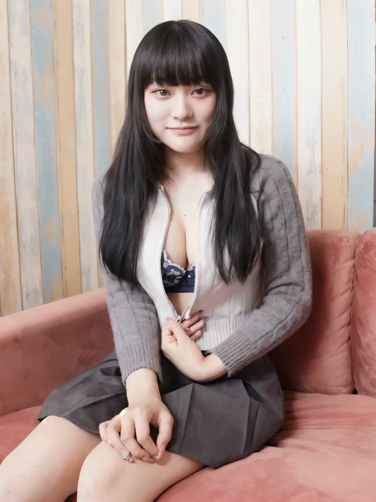 arafed asian woman sitting on a pink couch with her legs crossed, japanese model, beautiful asian woman sitting, young asian girl, realistic young gravure idol, japanese woman, reluvy5213, young asian woman, ai yazawa, young pretty gravure idol, young sensual gravure idol, portrait of a japanese teen, with straight black hair