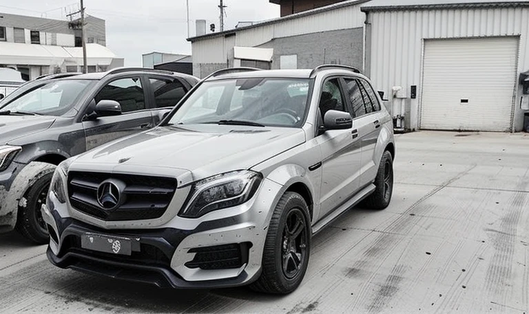  Eight thousand, steel gray body, Mercedes,SUV high quality,  Mercedes, green body，(LB-Works Full Version: walk)、(86 Gas Turbine)、(drift)、Sponsor logo、future、Racing Specifications、(Gorgeous design)、Live Recording、detail、Deep Edge、Wide tires、Track、Turn on the light， A perfect masterpiece, Low resolution, hdr render, Made with photoshop