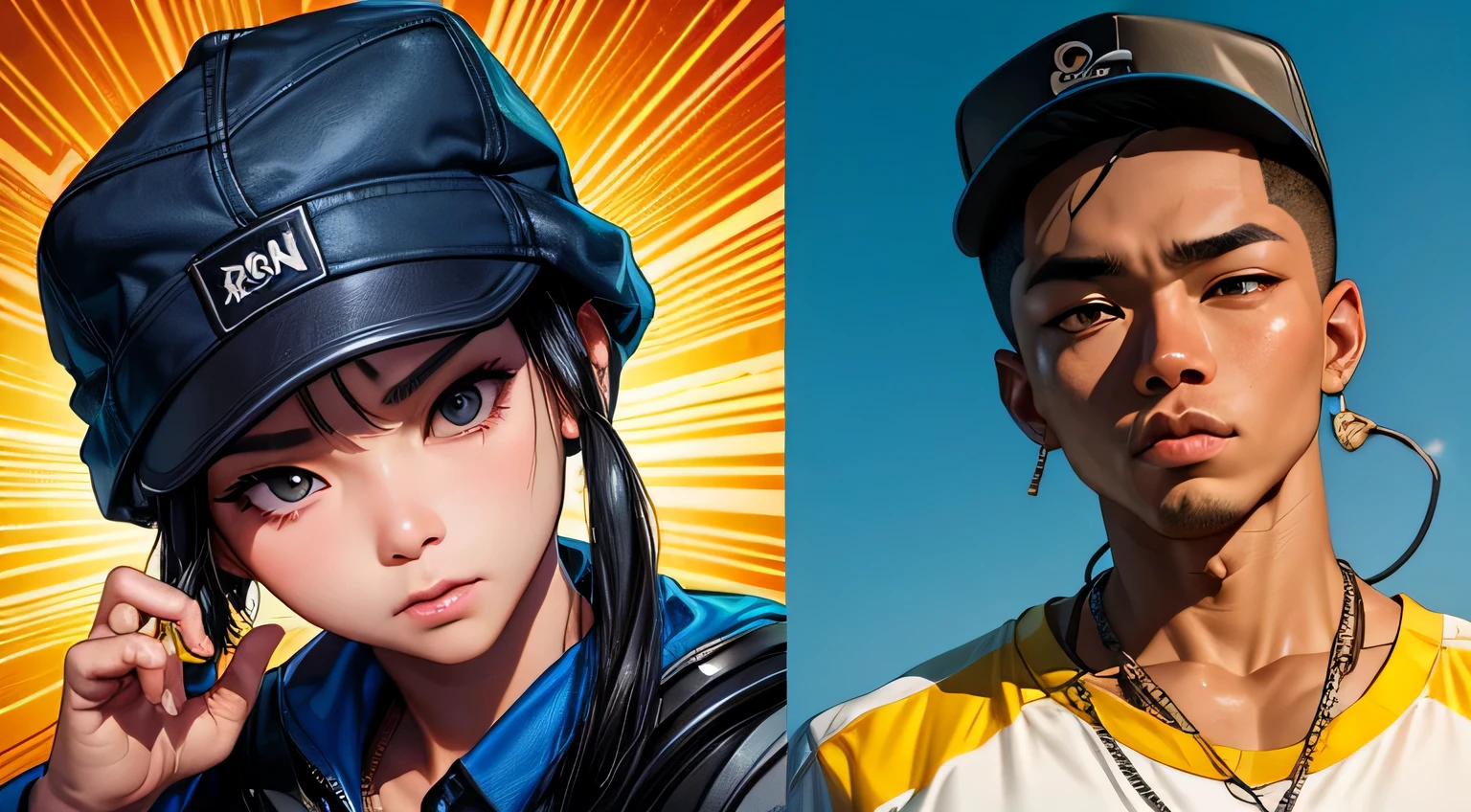 HIP-HOP Korean child one person I have a microphone American comic book style Detailed facial expression depiction Details Detailed eye depiction