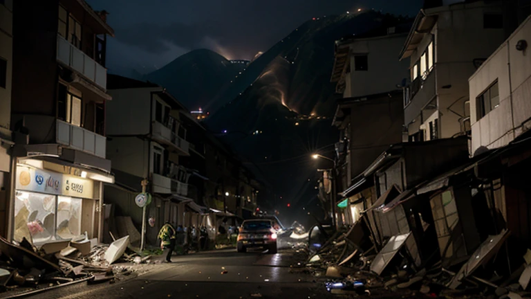 Time of the 0403 earthquake in Hualien, Taiwan: Vision of the day the disaster occurred: Disaster-stricken residents support each other,Assisting injured people: The camera switches back and forth,Demonstrates rescue work sound effects in different scenarios: Ambulance sirens and people calling narration: "in difficult moments,People show resilience and courage。"