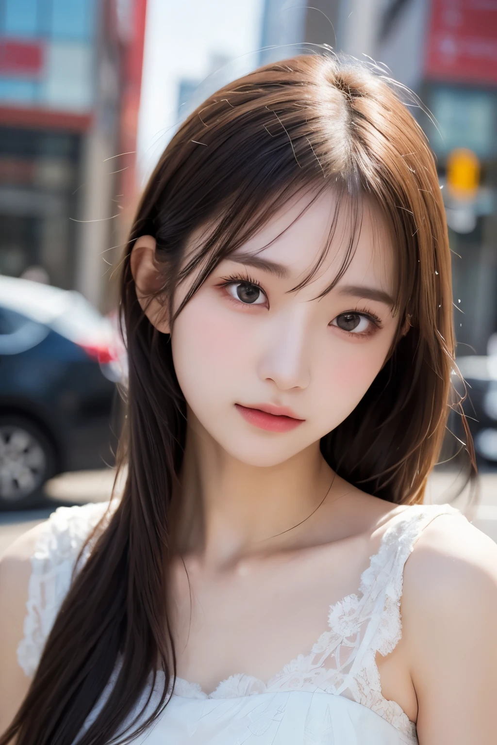 Shibuya Scramble Crossing、16 year old Japanese woman、8K、highest quality、Intricate details、Ultra-detailed、超High resolution、Black Hair、masterpiece、(Yinchuan:1.5)、Incredible delicacy、The face is very delicate、masterpiece、highest quality、Raw Photos、Photorealistic、Beautiful and perfect face、A soft smile、20 year old female、Depth of written boundary、High resolution、Super fine、Fine details、Extremely detailed、Extremely detailedな目と顔、Sharp pupils、Upper Body(Full body angle、Rise)