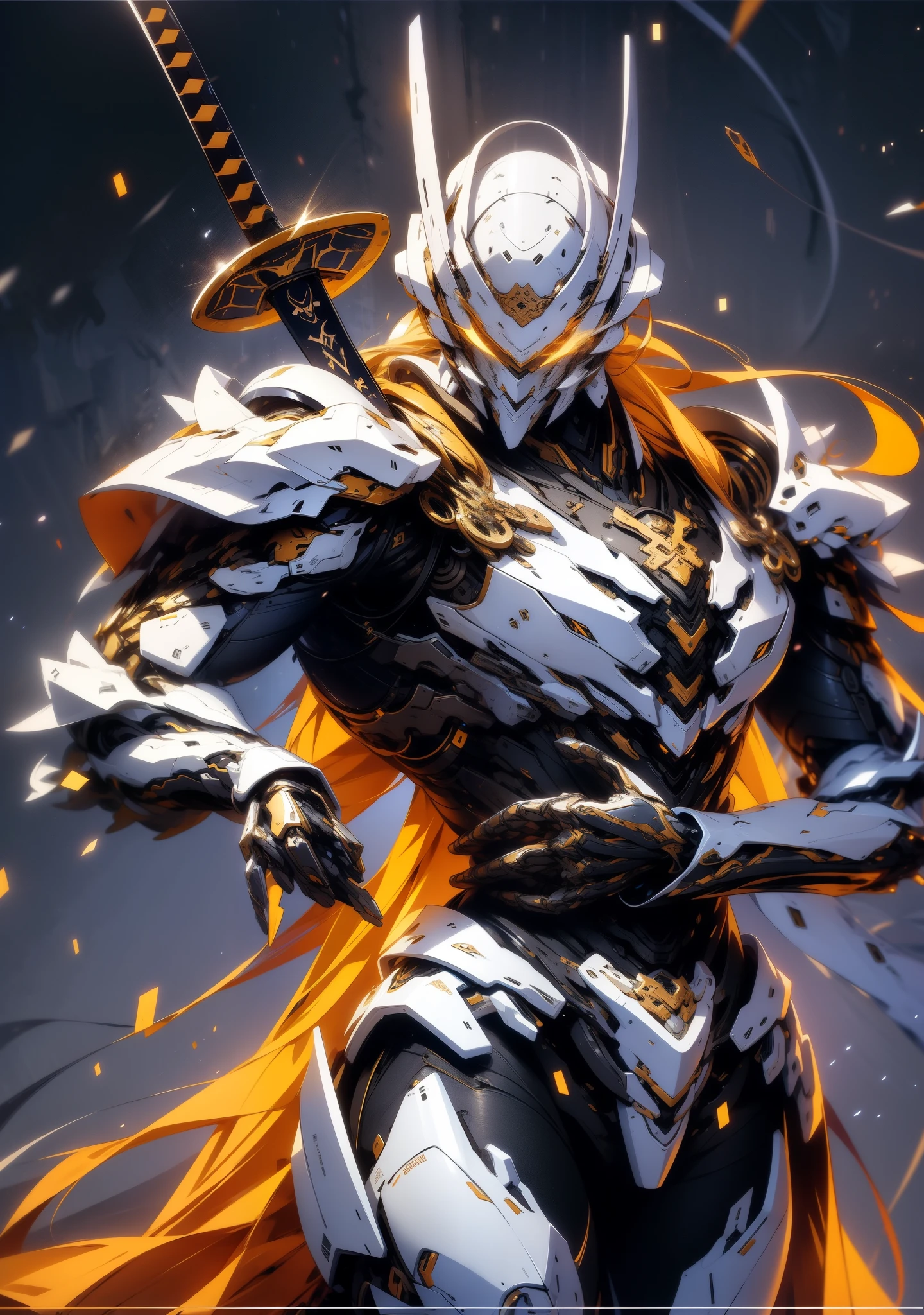 ultra wide angle lens, Full body front view,Mecha male warrior, Jade Emperor style,《Mecha颜色为绿色和银白色》,(《Holding the Xuanyuan sword》,This sword is full of futuristic technology,),(Full Body Armor), Keqing from genshin impact, (masterpiece) , best quality, high quality,Green Armor,Movie Lighting, (Exquisite future), Pretty and beautiful, Super detailed, great composition, floating, Depth of Field, (Very detailed CG,Unity 8k wallpaper), (Beautiful details background), Dramatic Lighting, Gogita, Mecha,Best quality,Ultra-high resolution,Cyber scene