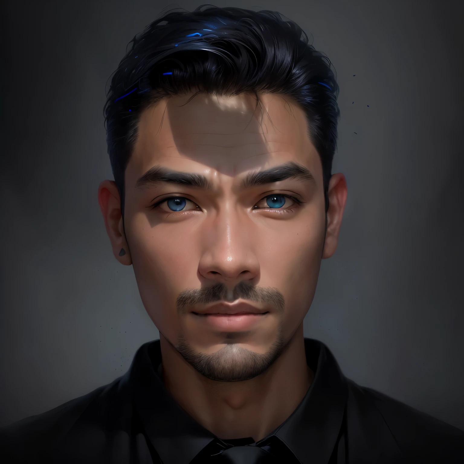 arafed image of a man with a black shirt and a blue tie, headshot photo, potrait, ramil sunga, official photo, headshot, profesional photo, protrait, actual photo, full protrait, photoshopped, discovered photo, anton, profile shot, photoshoped, ismail, headshot profile picture, john jude palencar