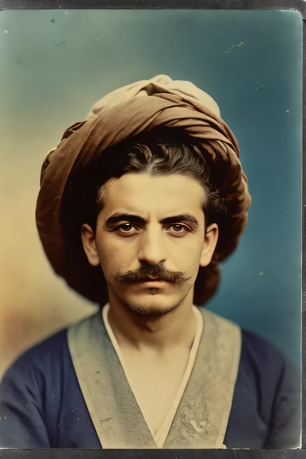 Colorized portrait photo of a young Greek man, επιχρωματισμένη φωτογραφία, Έλληνας, επίσημη ενδυμασία, υλικό αρχείου, συλλογή, Κρήτη, vintage, colorized, hand tinted, medium quality photo, coloured background, color portrait photography, restored photo, damaged photo with dust and scratches