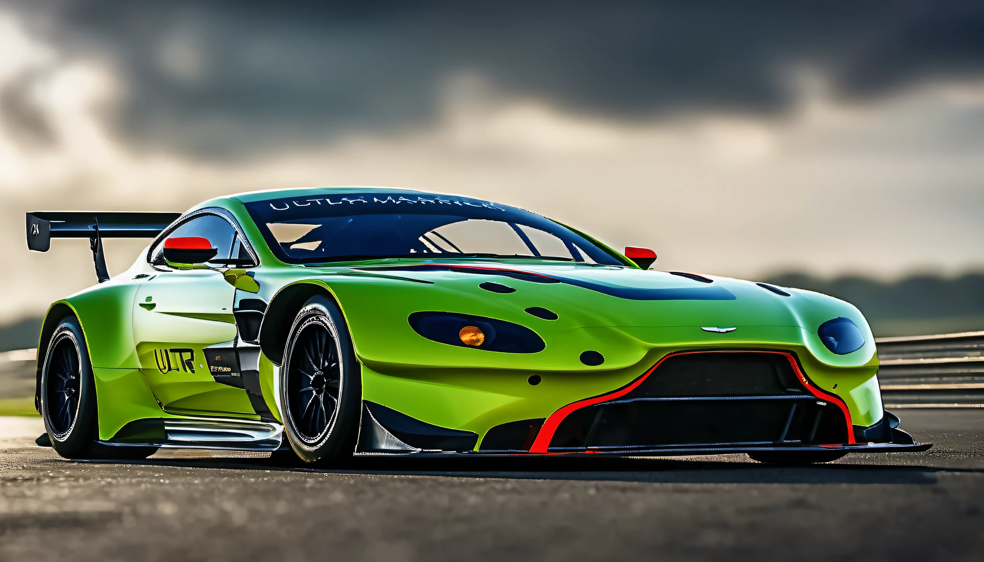 masterpiece, best quality, aston martin v8 vantage amr gte, le mans race track, in motion, full specular sharpened 3D, HDR, UHD, vivid colors, occlusion, masterpiece, panorama, super detail, accurate, best quality, 16K, ultra-super quality, ultra-photo realistic detail, utltra-high nanite atmospheric lighting, ultra-high detailed reflections, very far shot, ultra-wide angle, 4D composite mapping, ultra-high 3D depth mapping quality, ultra-high render quality, OLED, dynamic rich shadows, ultra-high realistic graphics, HDR, (very far shot), ultra-high background detail, god rays, backlighting