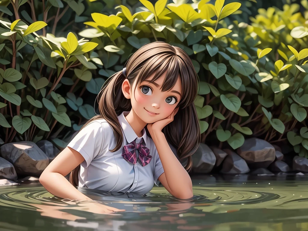 girl floating on the river