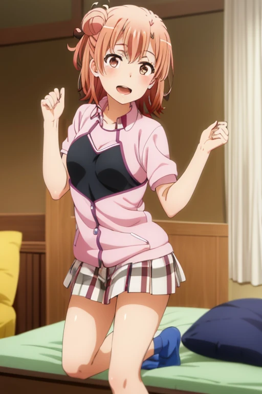 NSFW,1girl, jinno megumi,masterpiece,eromanga sensei, kawaii, upskirt, , plaid pleated mini skirt white lace panties,white lace bra,bedroom,on the bed,kneeling,vaginal,sex, panty shot, girl trembling with sexual climax,sweat, open mouth,fellatio,cum on tongue,kneeling