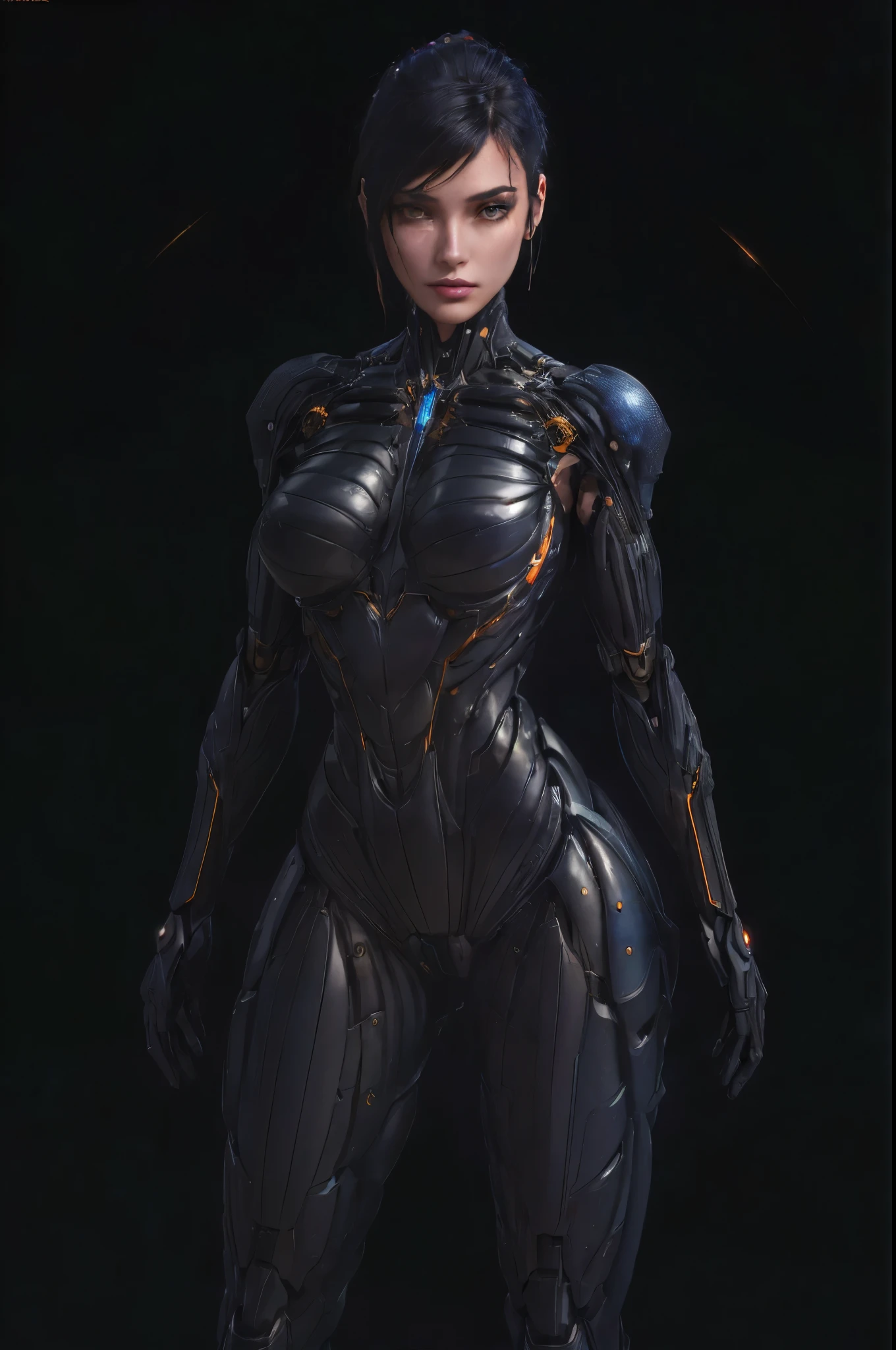 arafed woman in a futuristic suit standing in the dark, sci fi female character, sci-fi android female, cybersuit, sci - fi character, sci-fi female, female cyborg, cyber suit, 3 d render character art 8 k, diverse cybersuits, cyborg girl, girl in mecha cyber armor, beautiful female cyborg