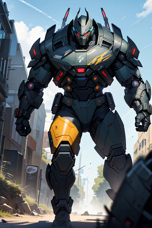 Let's create a character fitting that description:
Name: TechStrike
Appearance:
- TechStrike is a tall, muscular man with a ruggedly handsome face and piercing blue eyes that exude intelligence and determination.
- His hair is cropped short and styled in a futuristic manner, with streaks of silver running through it, hinting at his advanced technological prowess.
- He wears a sleek, high-tech suit made of durable, lightweight materials, designed to enhance his agility and strength while providing protection in battle.
- Across his suit are various compartments and attachments for his gadgets and weapons, including holsters for his high-tech gun and control devices for his robot companion.
Gear and Abilities:
- TechStrike wields a state-of-the-art energy blaster, capable of firing powerful blasts of concussive energy with pinpoint accuracy.
- His gun is equipped with advanced targeting systems and a variety of ammunition types, allowing him to adapt to different combat situations with ease.
- In addition to his firearm, TechStrike controls a formidable combat robot known as MechGuard.
- MechGuard is a towering humanoid robot with sleek armor plating and advanced weaponry, capable of devastating enemies with its brute strength and precision strikes.
- Through a neural interface implanted in his brain, TechStrike can command MechGuard with unparalleled speed and precision, making them a formidable duo on the battlefield.
Personality:
- TechStrike is a brilliant inventor and strategist, with a keen intellect and a strong sense of justice.
- He is fiercely dedicated to protecting the innocent and fighting against injustice, using his technological prowess to level the playing field against powerful adversaries.
- Despite his stoic demeanor in battle, he cares deeply for his allies and is always willing to put himself in harm's way to ensure their safety.
- While he prefers to rely on his gadgets and technology in combat, he is not afraid to get his hands dirty and co