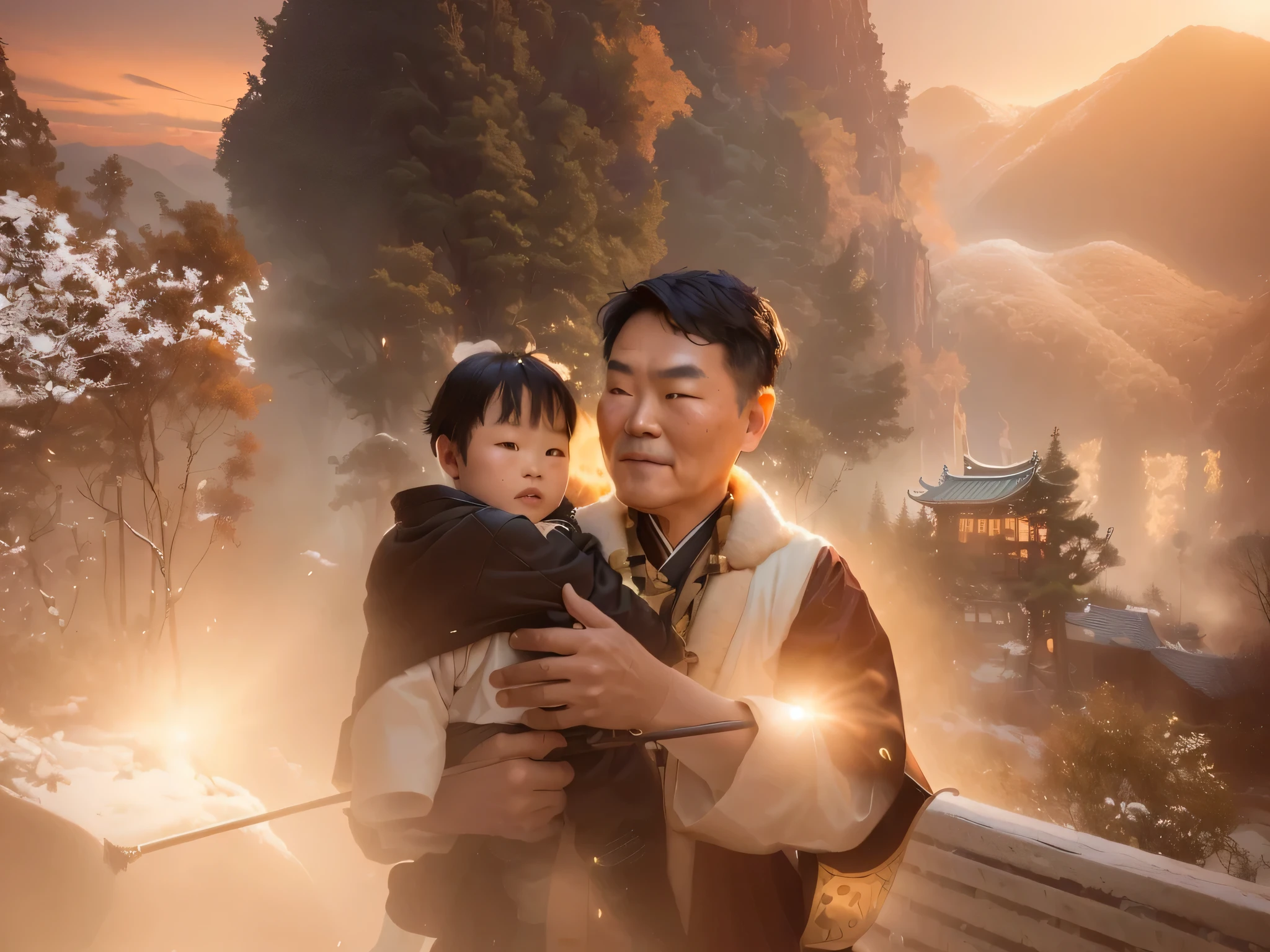 There was a man holding it in his arms., , holding khopesh, with children, morning light, Ruan Jie and Feng Huazhong, night setting, To Master., , Xiaofan Zhang, Miko, Shot with pentax k1000, lean, father, Wei Wang, dawn time