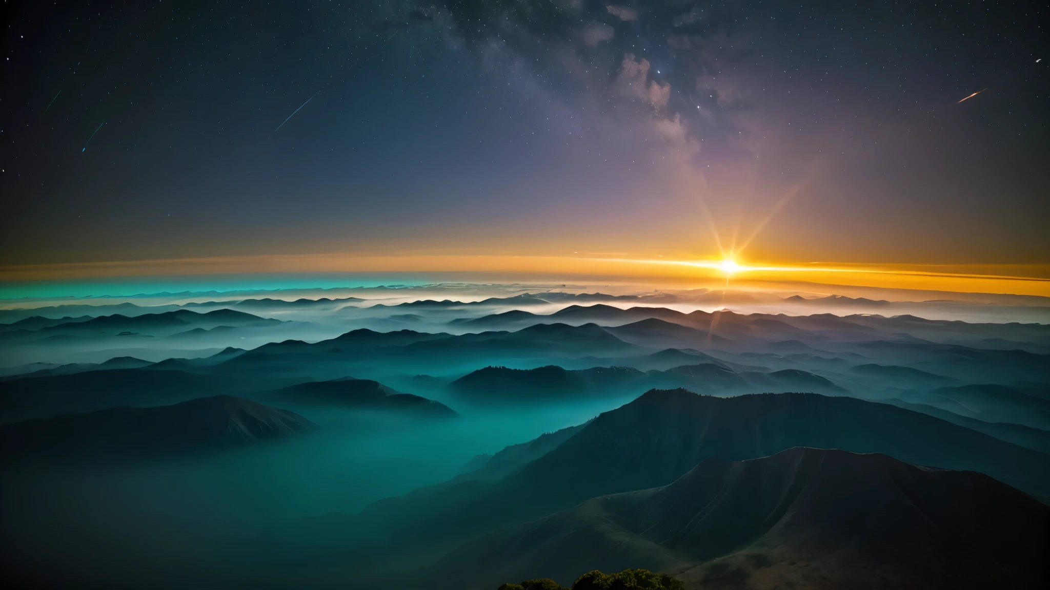 in dominate dark red colour, mesosphere, horizon, a view of the sun setting over the horizon dawn atmosphere, space photography, space atmosphere, radiant atmosphere, atmosphere, sunrise atmospheric phenomena, sunset atmosphere, lynchian atmosphere, omnious atmosphere, nat geo, noctilucent, orange and blue sky, colous brillance, hdr, purple, dark blue, orange, chromatic aberration, 4k, retina