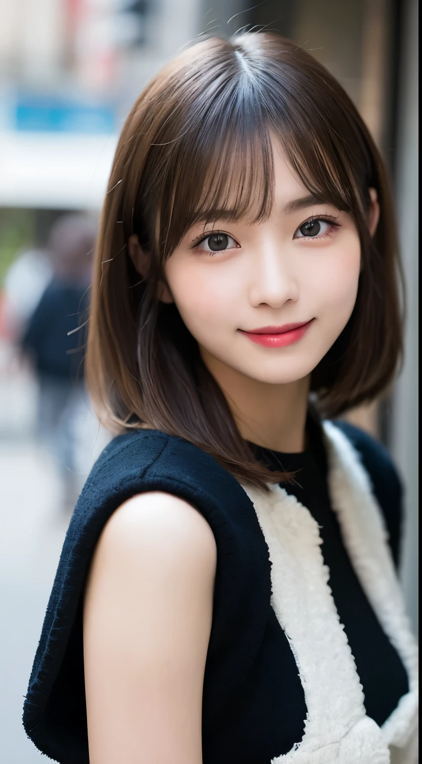 Tabletop, highest quality, shape, Very detailed, finely, High resolution, 8k wallpaper, 完璧なダイナミックな構shape, Beautiful and detailed, Gorgeous black fluffy Tokyo winter wear,ランダムなcute髪,,Natural color lip, Bold sexy pose,smile、20-year-old girl、cute、sexy shot looking at camera,Always blur the background,Perfect and beautiful face,Take a picture of your face only,Beautiful and dense face、Slim face and figure,Big eyes、Putting on gal makeup,Small face,Gal Fashion、Blurred Background、Harajuku、Classy fashion、Smile