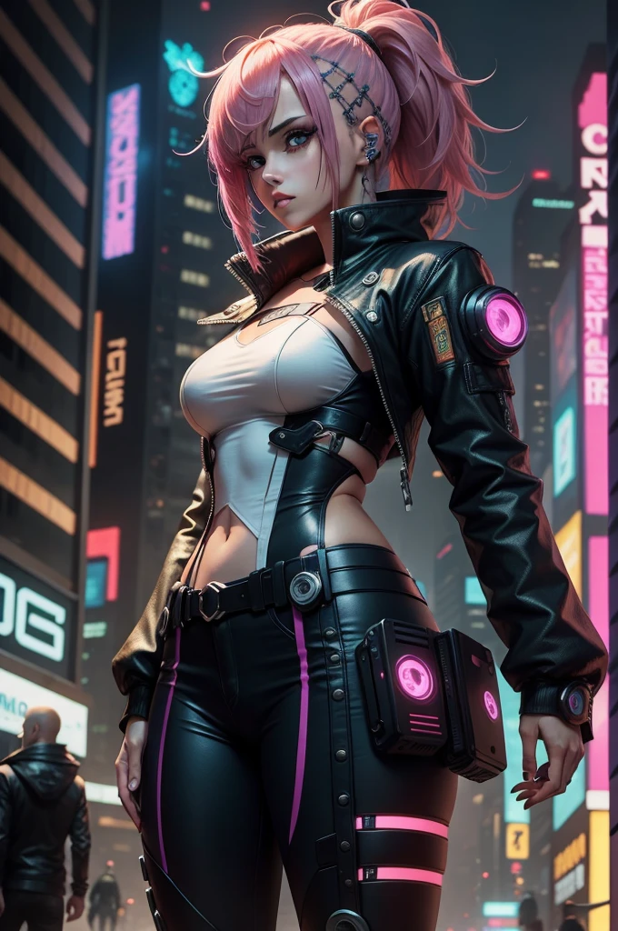 personagem de anime cyberpunk feminino com cabelos curtos