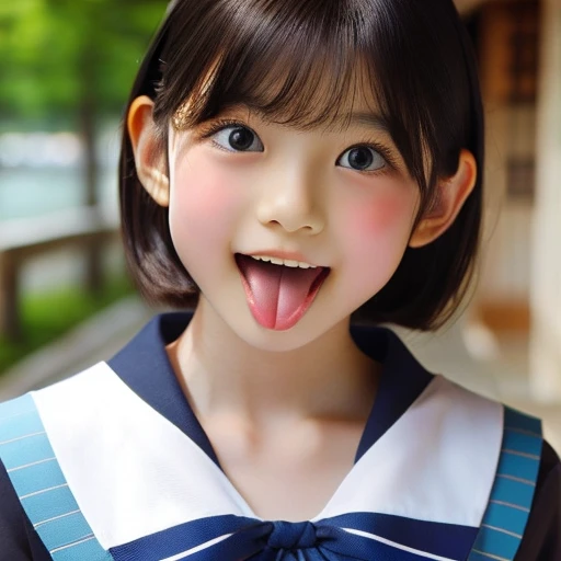Japanese,,Short Bob,Please show me your profile,Please turn to the side,Face close-up,Please open your mouth wide,Stick your tongue out.,Show me your tongue,cute,Summer sailor uniform