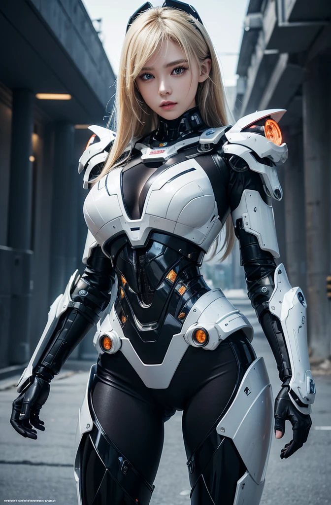 Textured skin, Super Detail, high details, High quality, Best Quality, hight resolution, 1080p, hard disk, Beautiful,(cyborgs),(Missiles from the chest),beautiful cyborgs woman,mech cyborgs girl,Battle Mode,Girl (charming Russian model Nata Lee ) with a Mecha Body, light blonde hair, She wears battle cyborgs mecha with weapons,Fulll body Shot