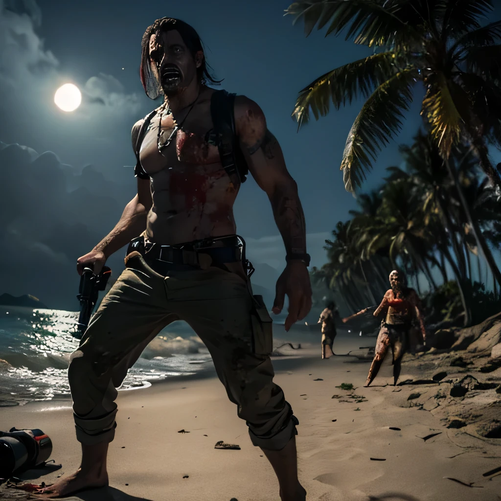 Dead island, Beach, scary Zombies ,apocalypse.doomsday