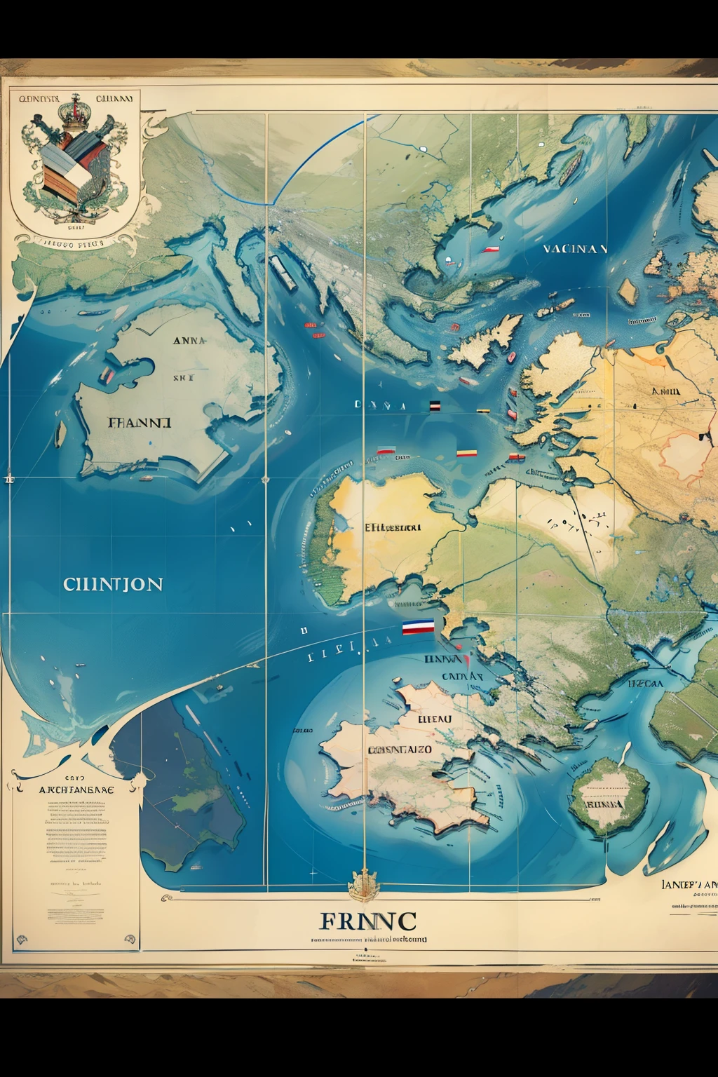 Country included in World War 1 on world map (Masterpiece, 4k resolution, detailed):
Intricately depicted on this world map, various territories are marked, representing the countries involved in the historic event that unfolded as World War 1. Among them, a cluster of European nations divides the continent in a vivid display of political borders. Among these, France, Germany, and Great Britain, with their distinct shapes and locations, emerge as the most prominent.
France, shown with its vast expanse of territory, is symbolized by its hexagonal shape, and its capital city, Paris, is easily recognizable. Neighboring Germany, depicted with its diverse regions and the Rhine