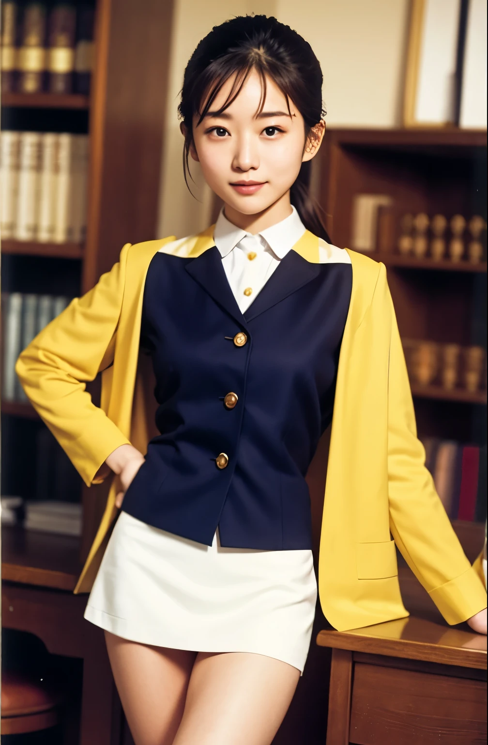 Actual photo、Highest imYear quality、Realistic、Beautiful woman、Beautiful thighs、Beautiful Face、本当の私は何Yearも、federal army uniform miniskirt、ponytail、Yuriko Yoshitaka、 Japanese female、Zuo々Ki Nozomi:1.4、pretty girl、White pantiesが見える、16Year、(White panties:1.3)、Ultra mini skirt、Beautiful thighs、White panties、ピンクのミニスカートがめくれてWhite pantiesが見えてる