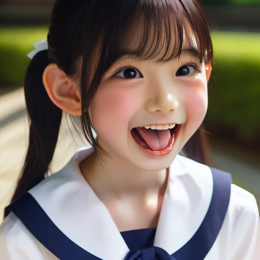 Japanese,,Twin tails,profile,Turn to the side,Look up,Face close-up,Please open your mouth wide,Stick your tongue out.,Show me your tongue,cute,Summer sailor uniform
