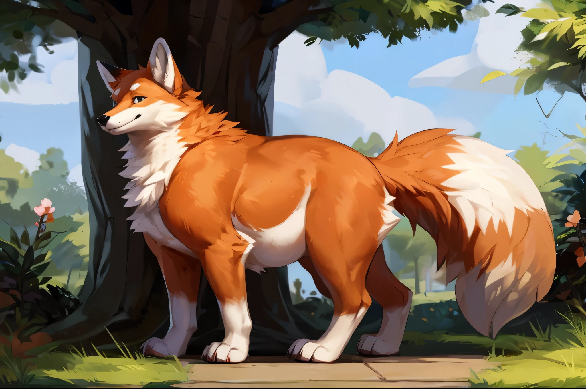 4k ultra quality, 4k full body view,(ultra high detailed body),((feral)) fox,by mystikfox61, by glitter trap boy,feral paws, by bebebebebe,by morethreedee, by seibear,(thick thigh),(chubby thigh),thicc thigh,thick legs,chubby legs,thicc legs,massive butt,enomorous thigh,massive thigh,massive legs,thick lower legs,wide legs,(detailed thigh),(wide thigh),fluffy belly sharp nails,((sfw)),(ultra detailed face),detailed eyes,big tail,fluffy tail,(detailed tail),enomorous tail,bigger tail,huge tail,volumetric light,muscle legs,big paws,(thick paws),fluffy paws,furry paws,enomorous paws,(feral focus), beast,(bigger lower body),(long legs),side view,master works, super fine, 4k resolution, high quality,high picture detail,dark fantasy,illusory engine, Masterpiece,dire fox,faint lighting,in a park,shiny fur,(feral) belly,charming (feral) body,chubby (feral) body,detailed belly,enomorous belly,ultra hyper belly