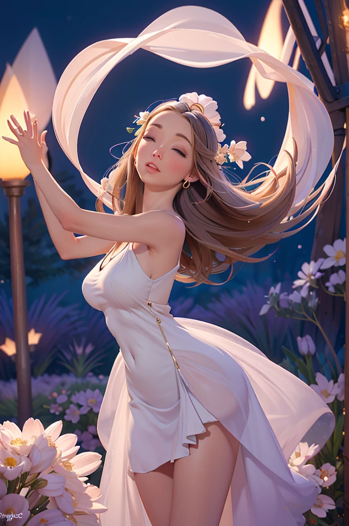 (best quality,4k,8k,highres,masterpiece:1.2),ultra-detailed,(realistic,photorealistic,photo-realistic:1.37),goddess, she is floating, she hovers over ground, sheer delicate silks, light source, gentle divine radiance, field of flowers, ethereal, graceful, flowing dress, glowing, divine energy, vibrant colors, surreal, magical, peaceful ambiance, soft petals, enchanting, dreamlike, ethereal beauty, tranquil, shimmering, surreal lighting, fantasy, beauty, magic, surrealistic, graceful movements, captivating, otherworldly, radiant, tranquility, mesmerizing, ethereal atmosphere, delicate features, enchantment, harmonious, serenity, ethereal surroundings, surreal night time landscape, ethereal glow, delicate flowers, mystical, heavenly, graceful posture, uplifting, otherworldly realm, tranquility, surreal atmosphere, soft and vibrant hues, glowing aura, blissful
