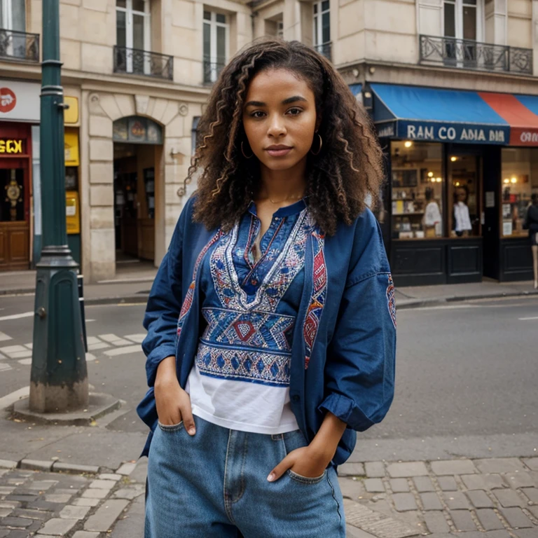 Métis, Afrique , frizzy hair, real , casual clothes paris