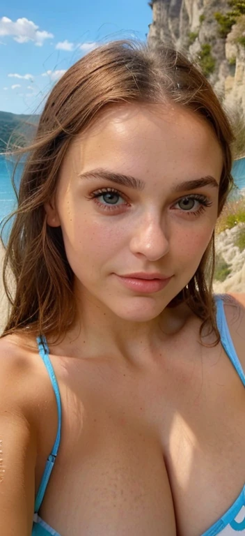 Slow deep-process Quality Images, Follow ai Top Score Criteria, Magazine Model body posture, 

1st priority skin tone Body shape Details,
2nd priority eye face shape,
3rd priority breasts shape details,
4th priority cloths transparency,

Low priority and low quality on others,

D40-24-35 firmed body , natural young breast-D40 drop-shape, nice big areola shadow, breasts clear shape , height-175cm weight-58kg,

Long Hair Hazel Gold light-brown, rich Body Quality, 1girl, Solo, 

bright round wide big eye x1.08, detailed eye, high quality moist eye, large clear pupil , Light-turquoise-blue-lighting high definition eyes, big-light-glowing-eye,

Body arouse blush tighten, face blush, anglic glow skin, high Dopamine hypersexuality,

Wet soak moist-dress-organza see through fabric - white pure bright - transparent Light pajamas, young 16 year old, no face wrinkle , natural balanced tight v-face , ulthera sharp shape face, thin asean lip, happy-shy-smile, 

Farm house scene, wide perspective, Green-wet-leaves, angel glow fairy atmosphere, late afternoon sun light 45 degree, srong Backlighting , dry windy,

bokeh swirl background, look at camera, front face focused, Looking stare to viewer, half body down to hip image,Depth Of Field,, 