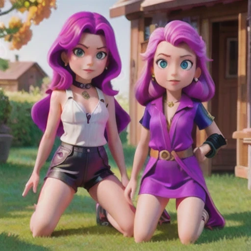 kneel （（Flowing purple and pink hair））（Foreigners）