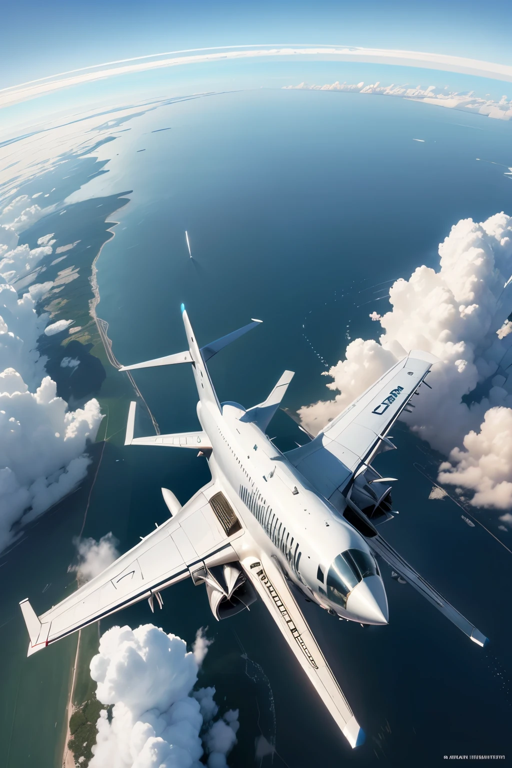 Soaring high above the clouds, an elegant Boeing 737 airplane gracefully takes flight. Its sleek silver body cuts through the sky, leaving a trail of vapor in the crisp air. Passengers inside look out the windows, awestruck by the breathtaking view below. The hum of the engines and the gentle shake of the plane against the wind create a sense of peace and adventure. Up in the sky, the Boeing 737 is a marvel of modern engineering and human ingenuity.