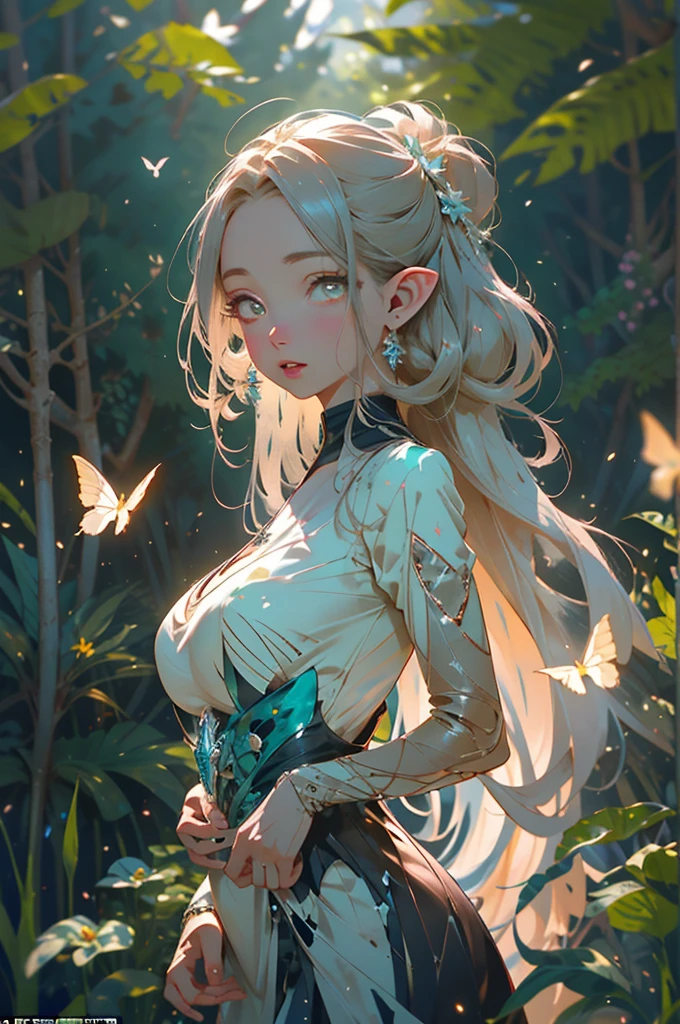 (best quality,4k,8k,highres,masterpiece:1.2), ultra-detailed, (realistic,photorealistic,photo-realistic:1.37), fairy with (flat chested, flat stomach, baby face, blonde hair), wearing sexy open breast fairy clothes, (no bra,no underwear), (beautiful detailed eyes, beautiful detailed lips, extremely detailed eyes and face, long eyelashes), 12-year-old, (green wings, sparkle, magical) in a (green forest)