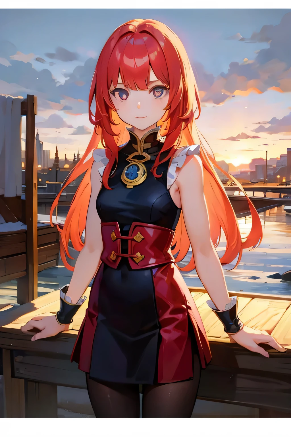 itsukinakano, itsuki nakano, bangs, blue eyes, hair between eyes, Ahoge, redhead, star \(symbol\), hair ornaments, star hair ornaments,long hair,low ponytail,smile,blush,open your mouth,red sleeveless cheongsam,red chinese slit skirt,black pantyhose,stiletto heels,put your arms behind your back and look,歩いてる
break indoors, Chinese style streetscape,
break (masterpiece:1.2), highest quality, High resolution, unity 8k wallpaper, (figure:0.8), (detailed and beautiful eyes:1.6), highly detailed face, perfect lighting, Very detailed CG, (perfect hands, perfect anatomy),