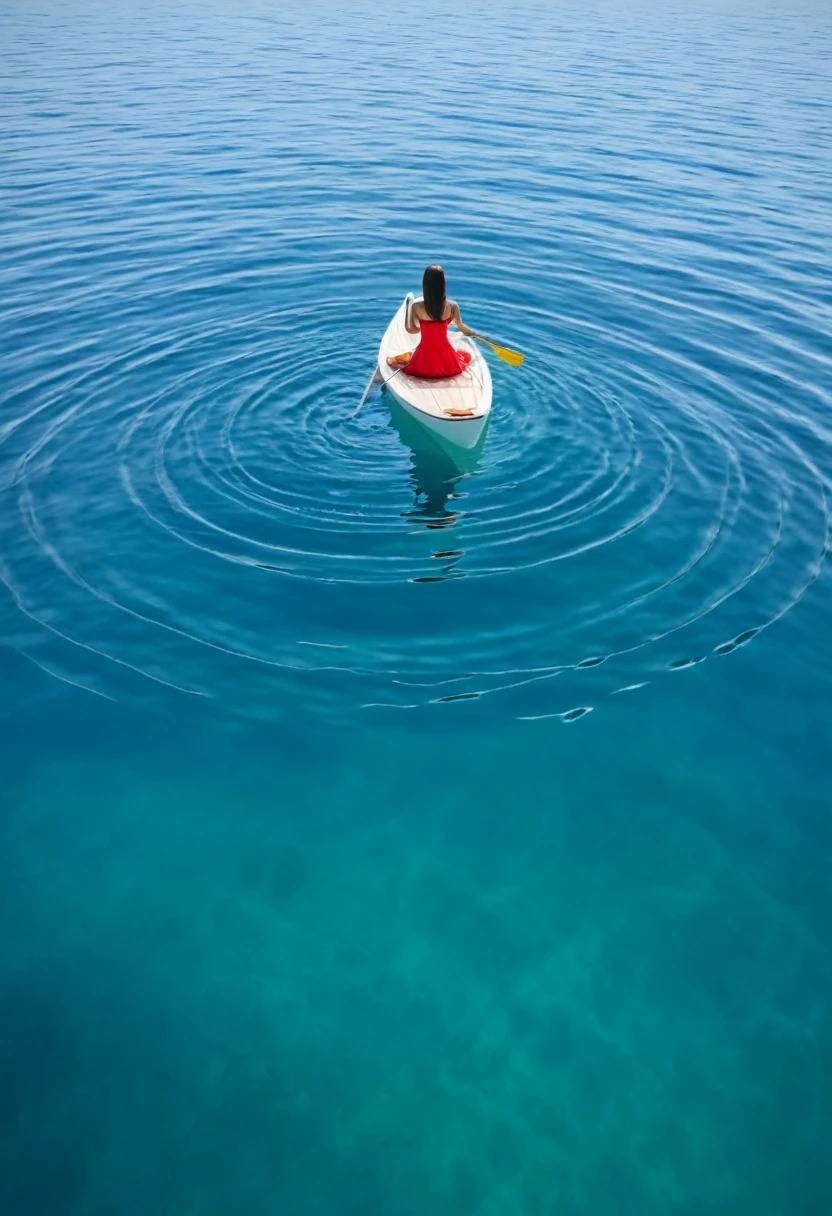 woman made of watce, Floating, calm waters, masterpiece, best quality