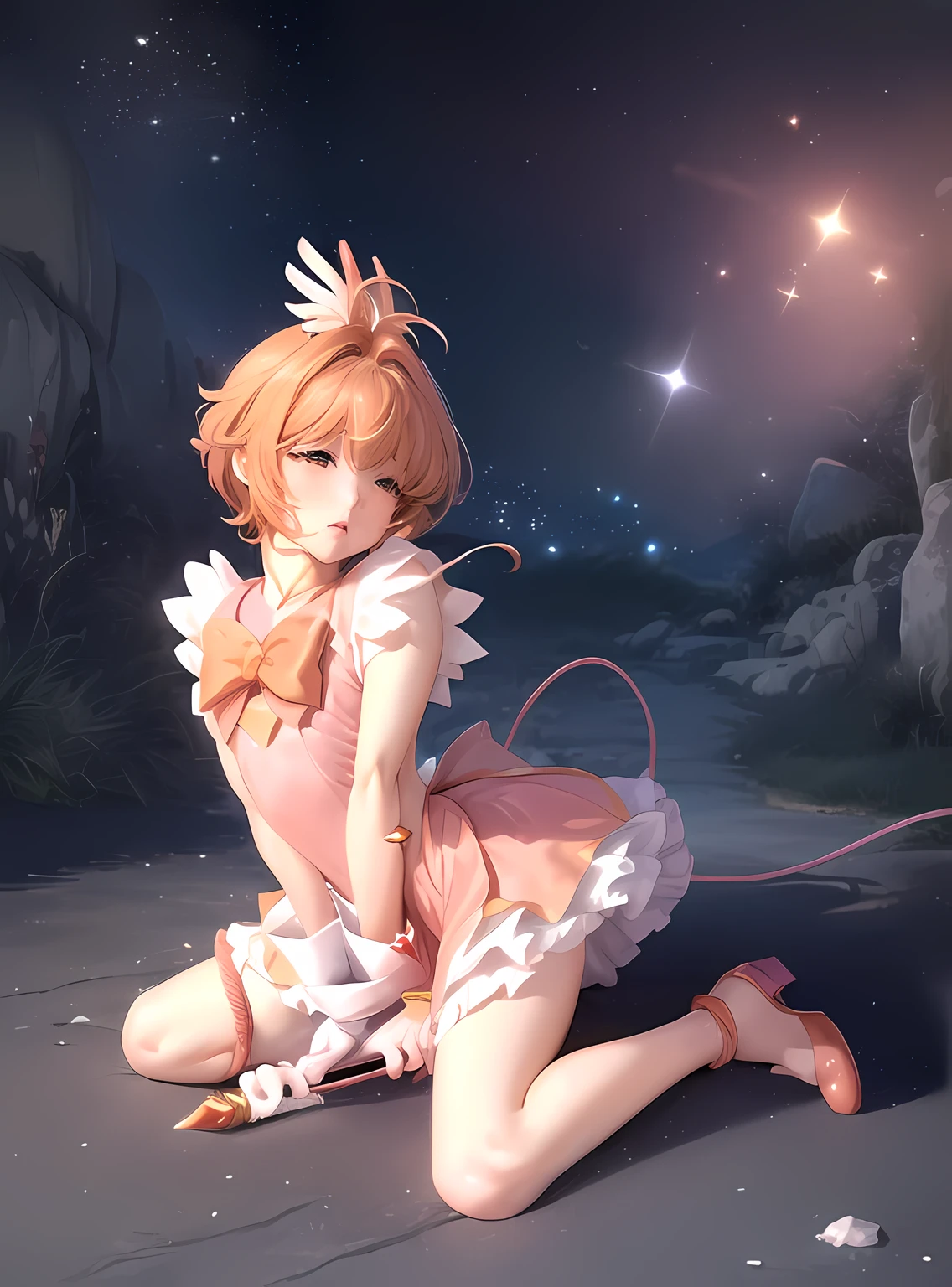 1 Beautiful Girl, Card Captor Sakura, Orange short-haired, (Magical girl:1.4), (magical girl costume:1.7), (blush), masterpiece, highest quality, ((Realistic photo)), High resolution, (One 40-year-old mafia man, penis:1.2), Perfect limbs, (Mating press:1.2), sexual intercourse, ((((penis enters vagina)))), behind, Spread your legs, Beautiful vagina depiction, ((Binding, Rotate your arms behind your back:1.4)), ((Restrained by rope))