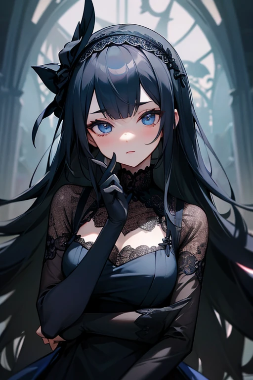 black and navy lace dress、cute、Villainess、Headband