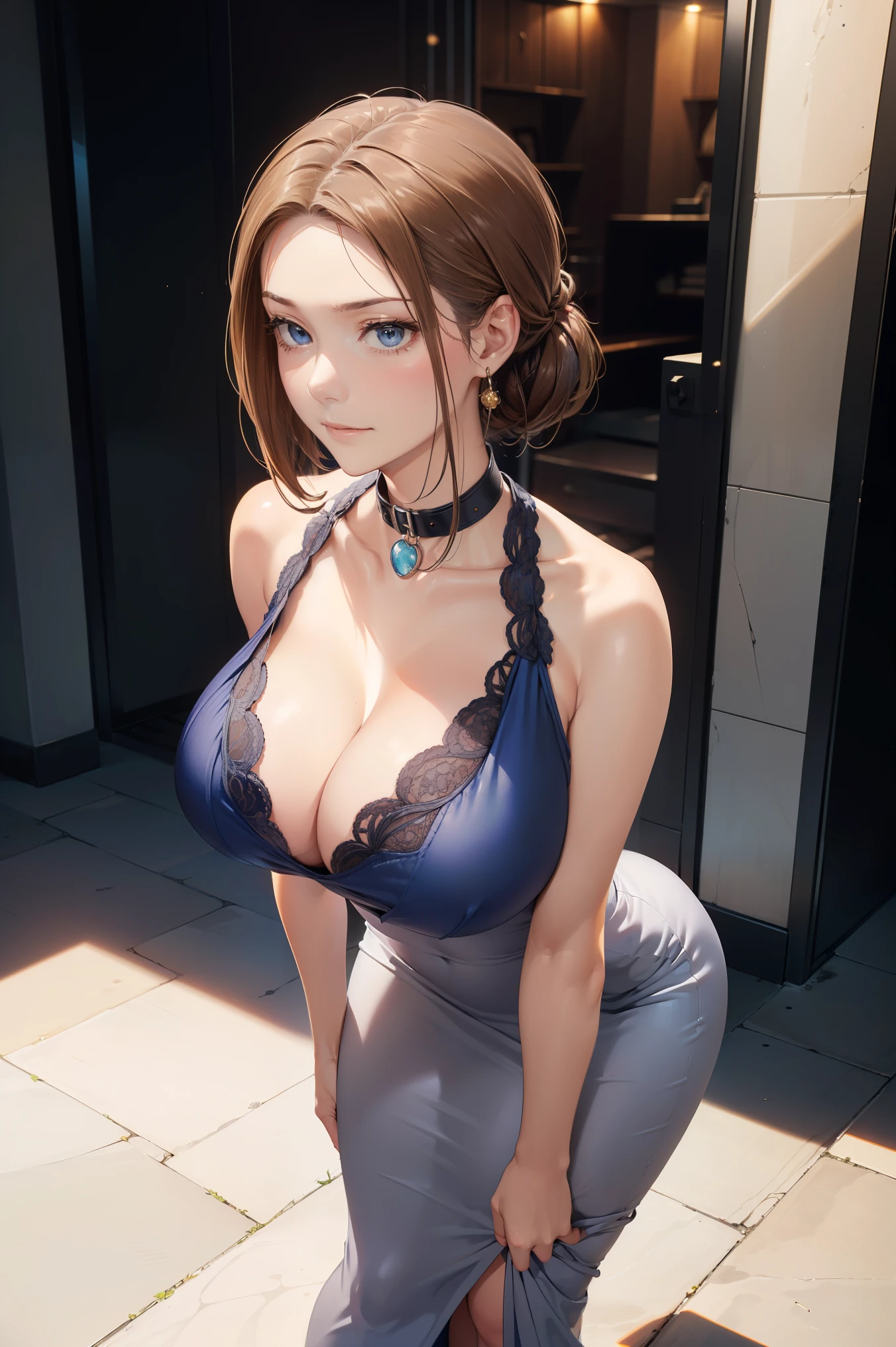 (Familiar, masterpiece, highest quality, Complex),
Cowboy Shot, Kyoka Tachibana, ((low angle)) 、Full Body Shot, Low camera angle, Depth of written boundary, Focus on the center, Fine grain, Perfect face and eyes、
((Big Breasts)),
1 girl, alone,
Beautiful glowing eyes, Beautiful Face, Perfect round ass,
Fit and body, Sexy and glamorous、
alone, Pale skin,
blue eyes, ((Beautiful mature woman)),
(濃い色のWhite Grey tight dress:1.2),
Soft fabric clothes、
Captivating smile, Big cleavage、wide open collar、
(Full body view、Accessories Standing)、stylish、Genuine、Cold Eyes 、Condescending face、Contemptuous face、(leaning forward:1.5), (A pose with arms crossed to accentuate cleavage:1.5, Accentuate your chest with your arms:1.5)、