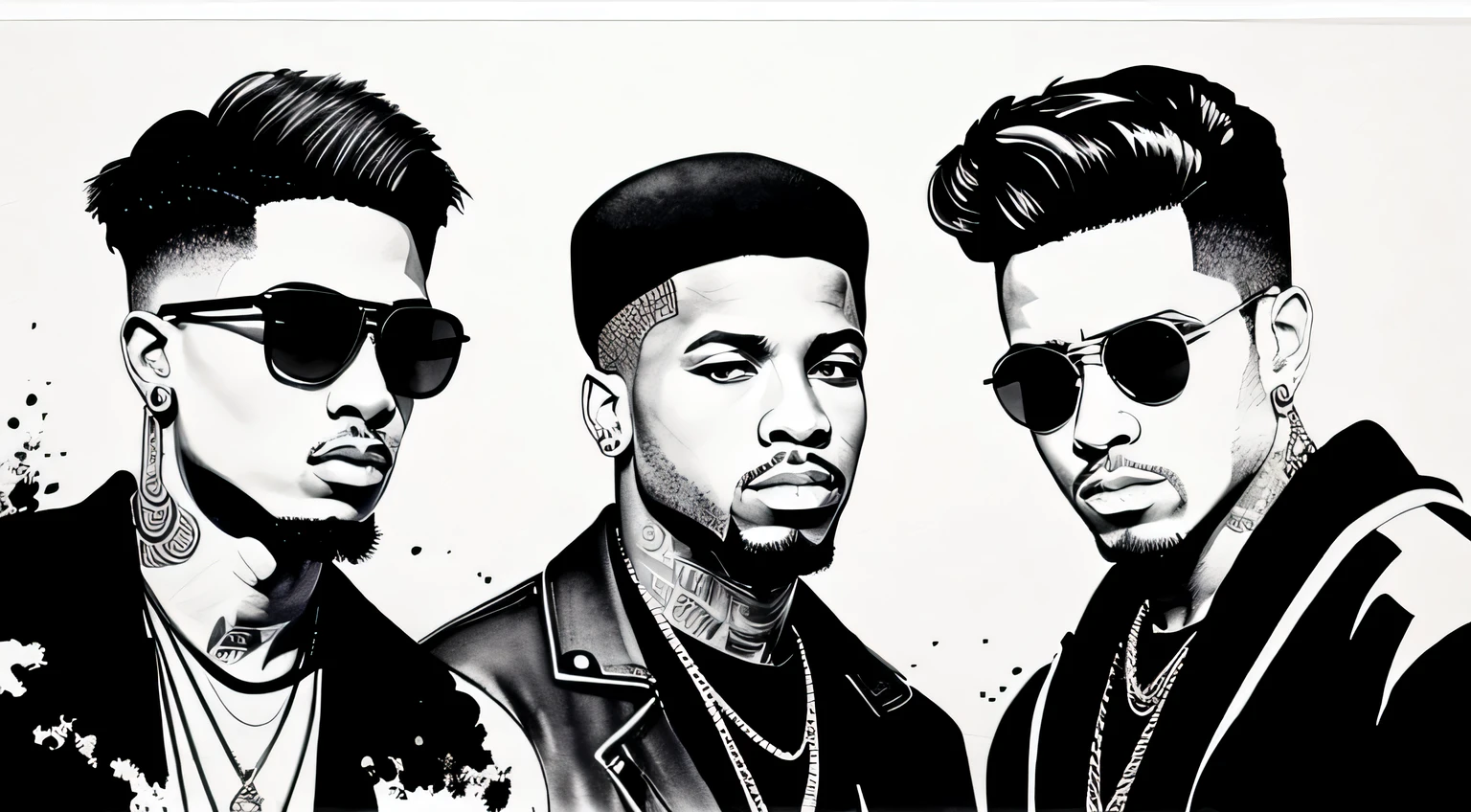 Ink painting style male Hip Hop Fashion