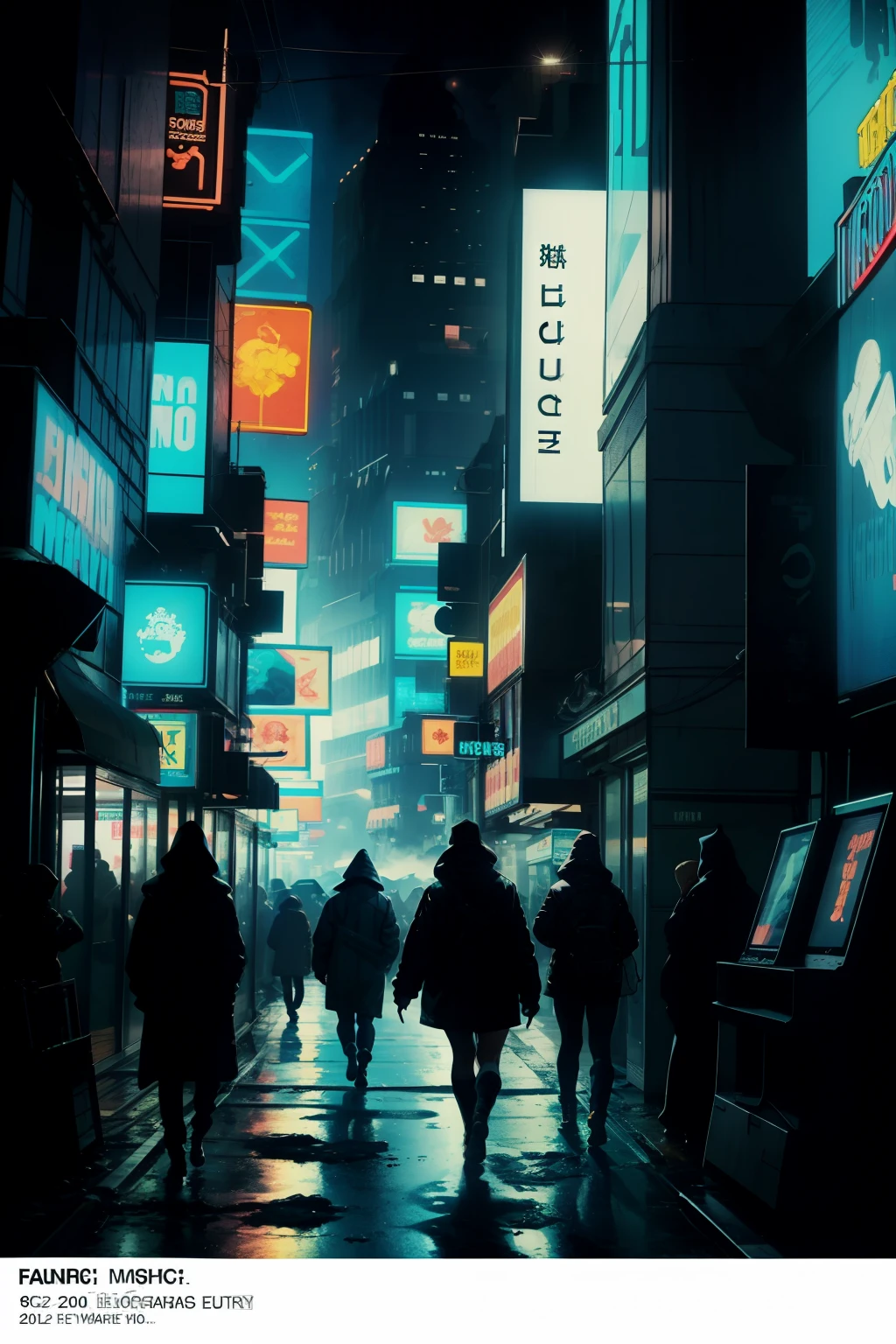 ((highest quality)), ((masterpiece)), (be familiar with), (High definition), (Accurate), (Realistic), (Cinematic), (Best Shadow), (Low contrast), (8K), Perfect Face, ((SYD MEAD style)), manga、mangaデザイン、Storyboard、Panel layout、(Woman looking at a large monitor), (Replicant), (Replicant), ((Black Hair, very short hair, Blue Eyes)), (Black hooded raincoat), (The monitor shows an image of myself)、Glittering neon signs、congestion, congestion, Decadent Future City, NEO TOKYO, A.D.2051, (steam:1.2), It's raining white, evening, 