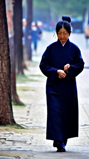 Ancient Chinese woman walking alone